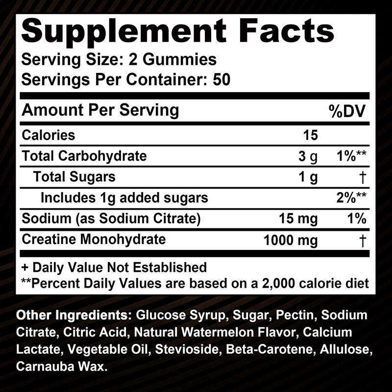 Creatine Monohydrate Gummies - - đánh giá và giá Pre Workout Supplement